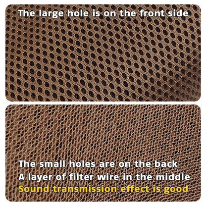 Brown speaker mesh cloth made of chemical fiber with dense front holes and finer back holes for sound box protection