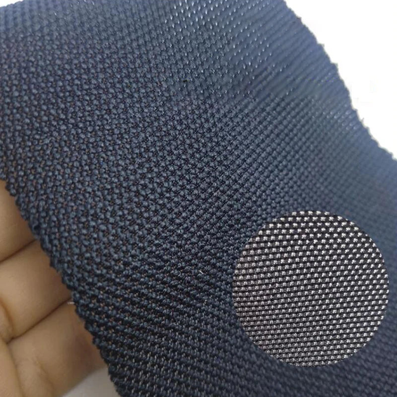 Dark blue chemical fiber speaker mesh cloth with circular mesh patch for sound box dustproof and soundproof protection
