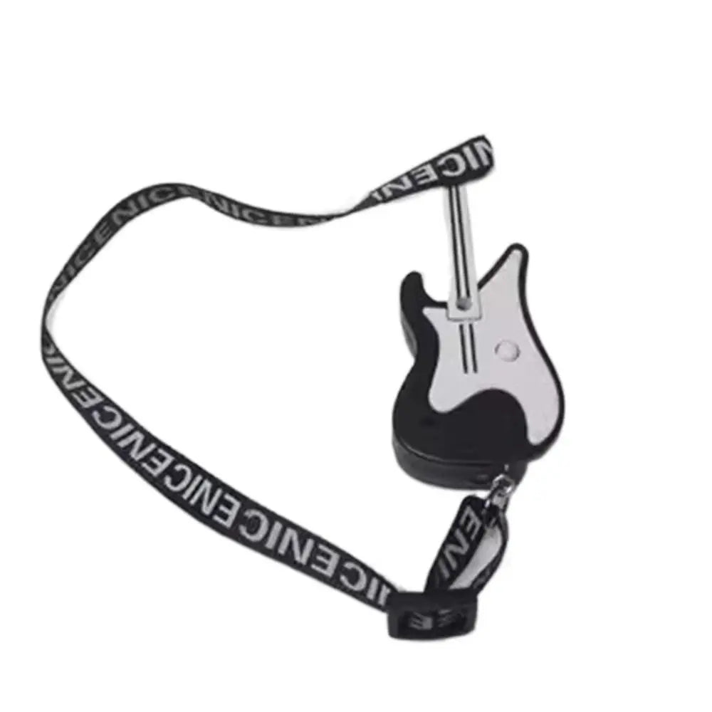 Black and white miniature electric guitar keychain with silver neck detail for 20cm doll musical instruments gift scene