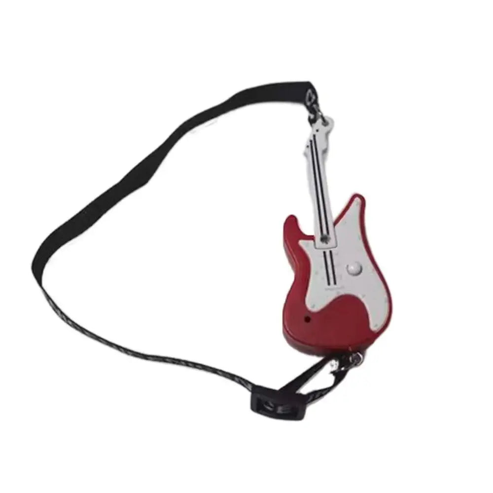 Red and white miniature electric guitar keychain with black strap for 15/20cm doll musical instruments gift scene model