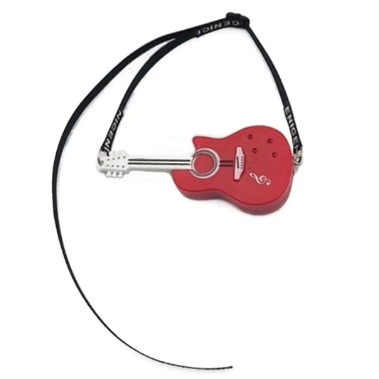Red guitar-shaped usb flash drive with silver accents and black lanyard for 20cm doll musical instruments gift model