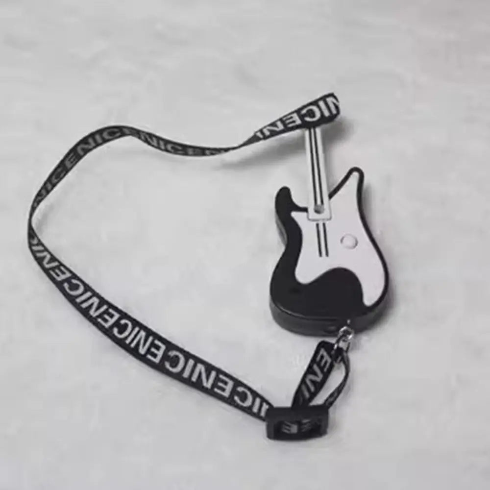 Black and white miniature electric guitar lanyard with nicenic print for 20cm doll musical instruments gift accessory