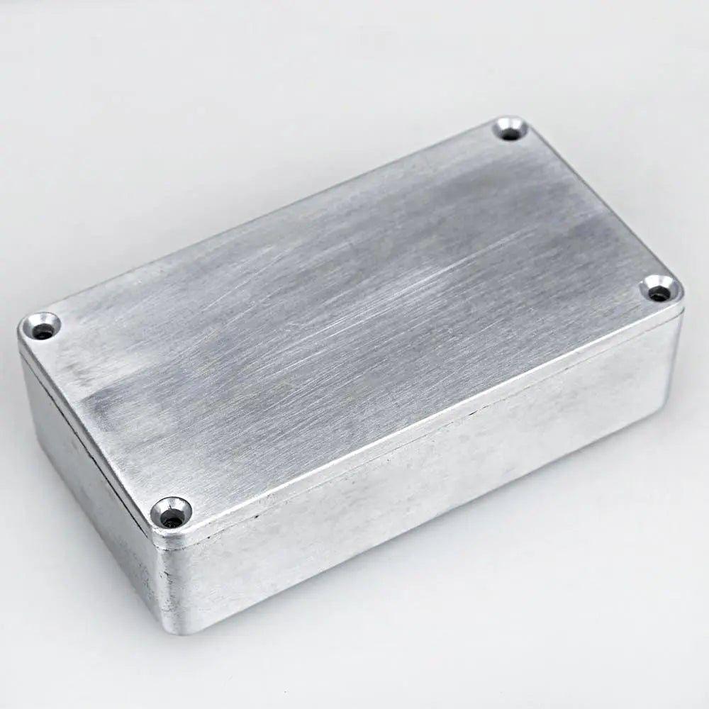 Silver brushed aluminum 1590b rectangular enclosure with four corner mounting holes screws aluminum guitar effect cases holder replacement durable
