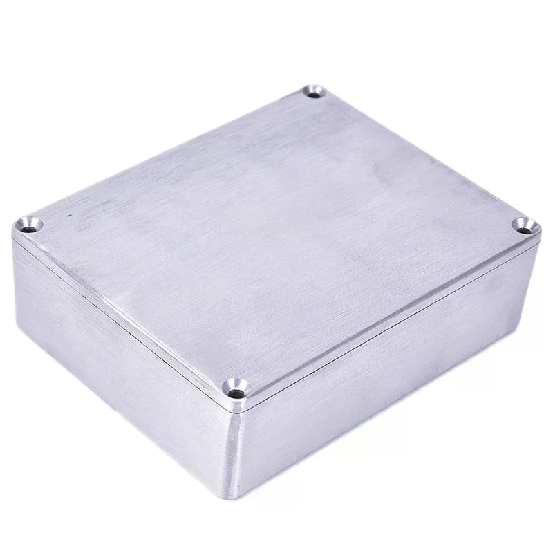 Silver anodized 1590bb aluminum case with brushed finish and four corner mounting holes effects pedal enclosure guitar