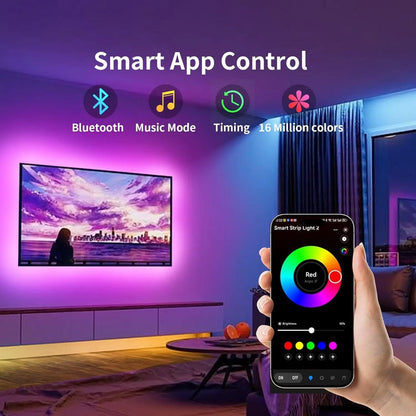 A sleek 16.5ft rgb led tv backlight strip with music sync smart control for 45-75 inch screens