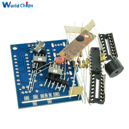 Blue 16-tone box electronic module diy kit with resistors capacitors and integrated circuits for sound projects