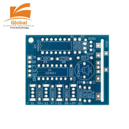 Blue printed circuit board with cd4011 ic chip for 16 music sound box electronic module diy soldering practice learning kit