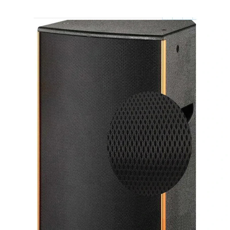 Black speaker with gold trim and circular mesh grille featuring 160x200cm dustproof soundproof mesh cloth cover
