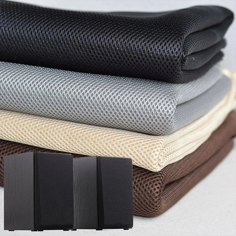 Stacked black gray beige and brown textured mesh fabric samples for 160x200cm speaker mesh cloth dustproof net cover