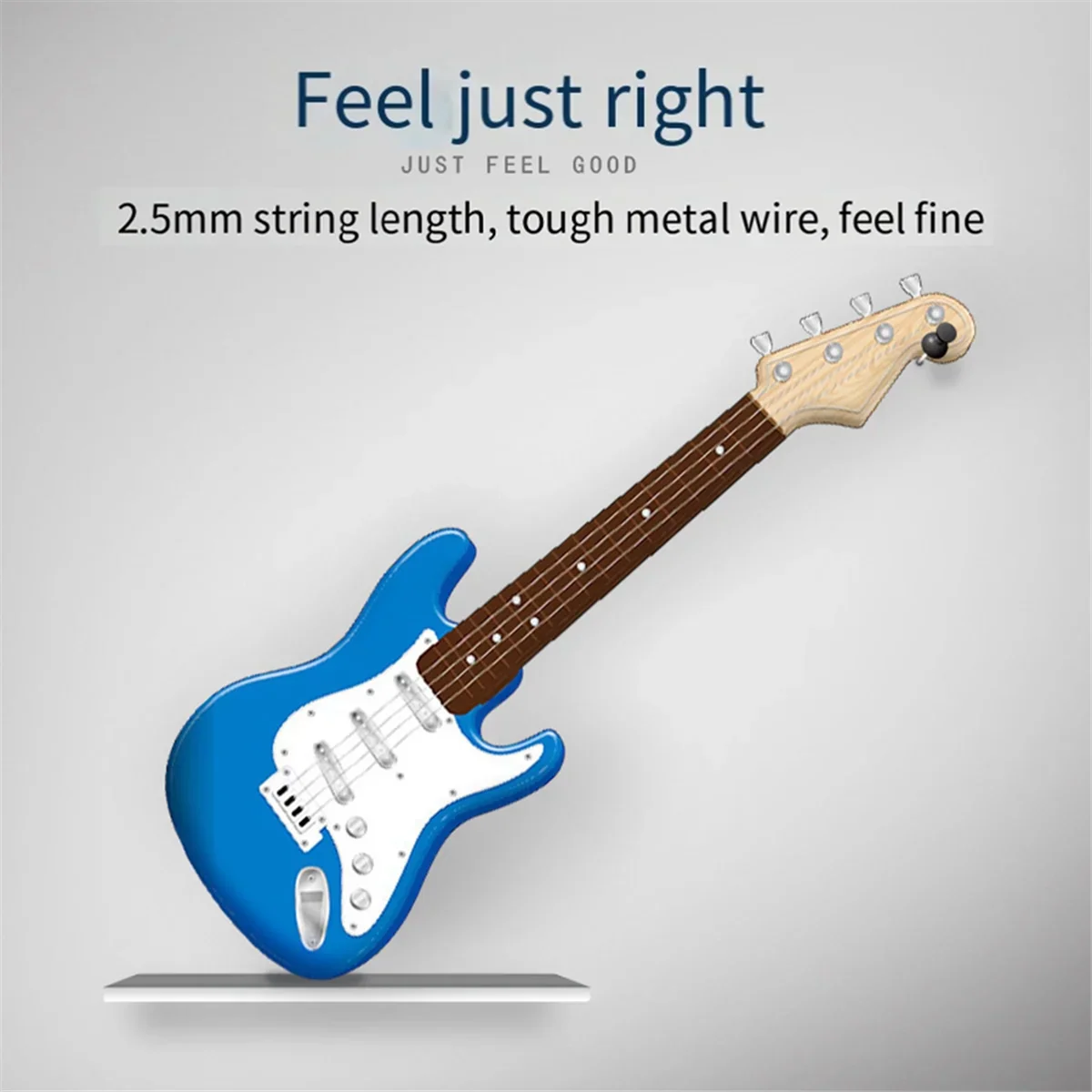Blue 17in guitar toy with white pickguard and brown fretboard 4 strings electric guitar for children portable electronic use