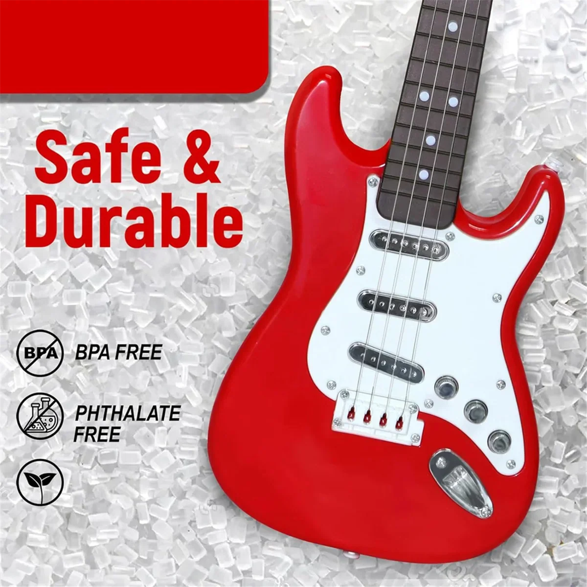 Red plastic 17in guitar toy with four strings electric guitar children portable electronic musical instrument