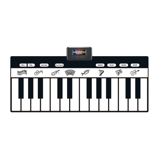 Black and white inflatable children musical toys play piano keyboard mat with digital display instrument game carpet