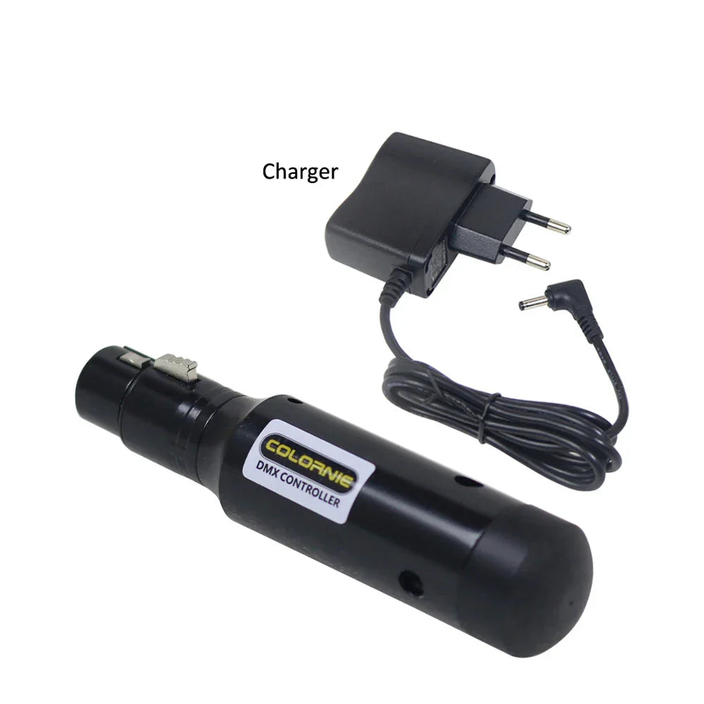 Black cylindrical colorware wireless dmx512 controller with matte finish silver metal connector for moving head lights