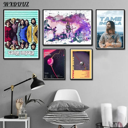 Pop Rock Singer Tame Impala Poster Aesthetic Rapper Music Album Currents Home Decoration Canvas Print Wall Art Room Decor