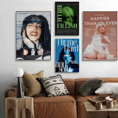 1pc Famous Singer B-billieS Singer Poster Art with prints Home bedroom living room decoration gift