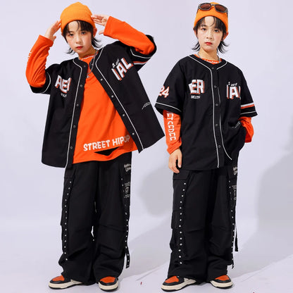 Child Hiphop Rapper Clothes Outfit Hip-hop Dance Street Wear Korean Boy y2k Streetwear Set Kids Hip Hop Performance Costume Suit