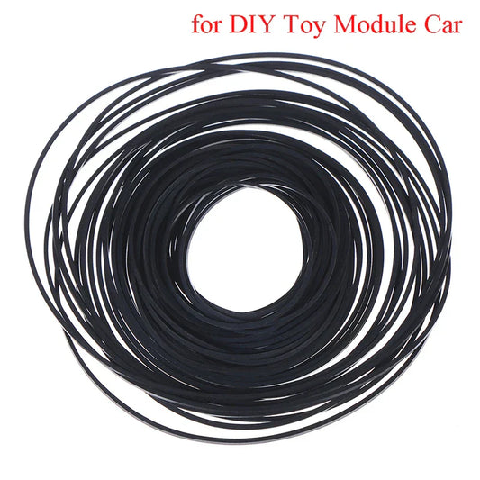 Black flexible plastic tubing coiled as 1pack mix cassette tape replacement rubber strap for recorder turntable use