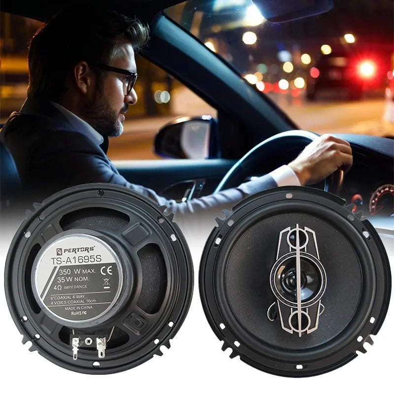 Black pertts ts-a1695s 350w universal car hifi coaxial speaker with silver logo for car door audio system