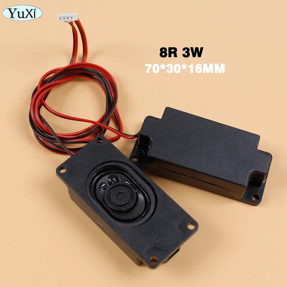 Black rectangular 8r 3w mini audio portable speakers with red and black wiring for computer pc speaker and lcd tv speakers