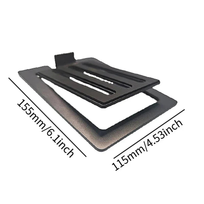 Black metal 1pair desktop speaker stand with sleek rectangular design and three horizontal slits to enhance spatial sound