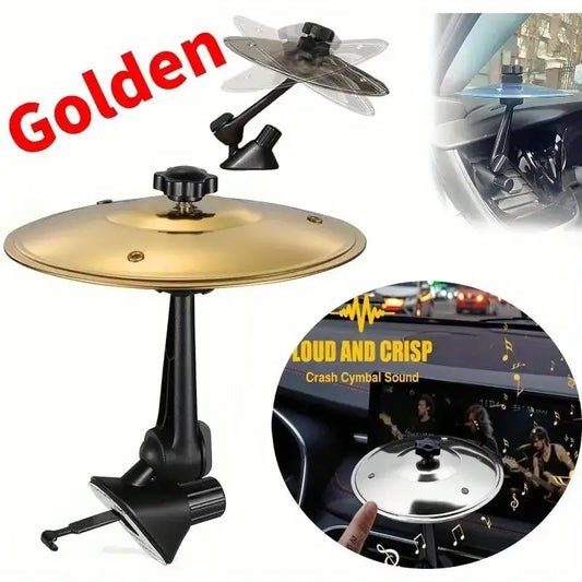 Golden 1pc car crash cymbal air vent mount with black adjustable stand and suction cup base for car interior use