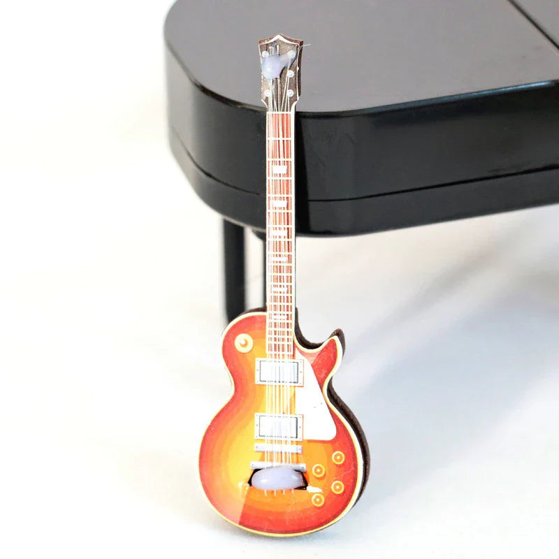 1pc classic guitar miniature simulation musical instrument model decorative pin with sunburst finish and detailed fretboard