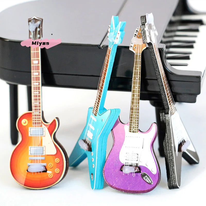 Four vibrant 1pc classic guitar toy miniature simulation musical instrument model decorative accessory for dollhouses