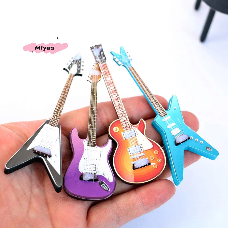 A set of four 1pc classic guitar miniature simulation musical instrument model decorative fridge magnets in vibrant colors