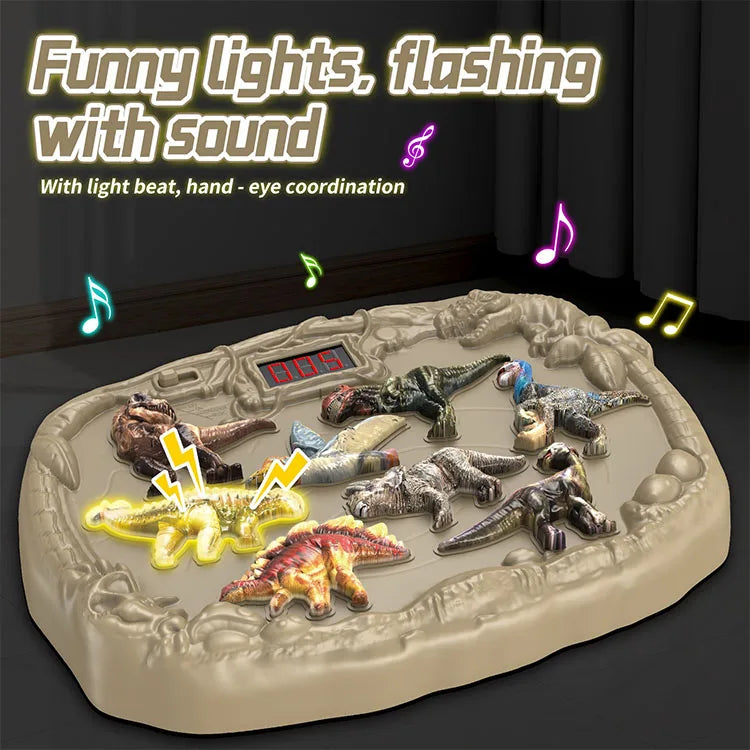 Beige plastic 1pc dinosaur whack-a-mole game with led scoring music lights and sound effects for early educational toys