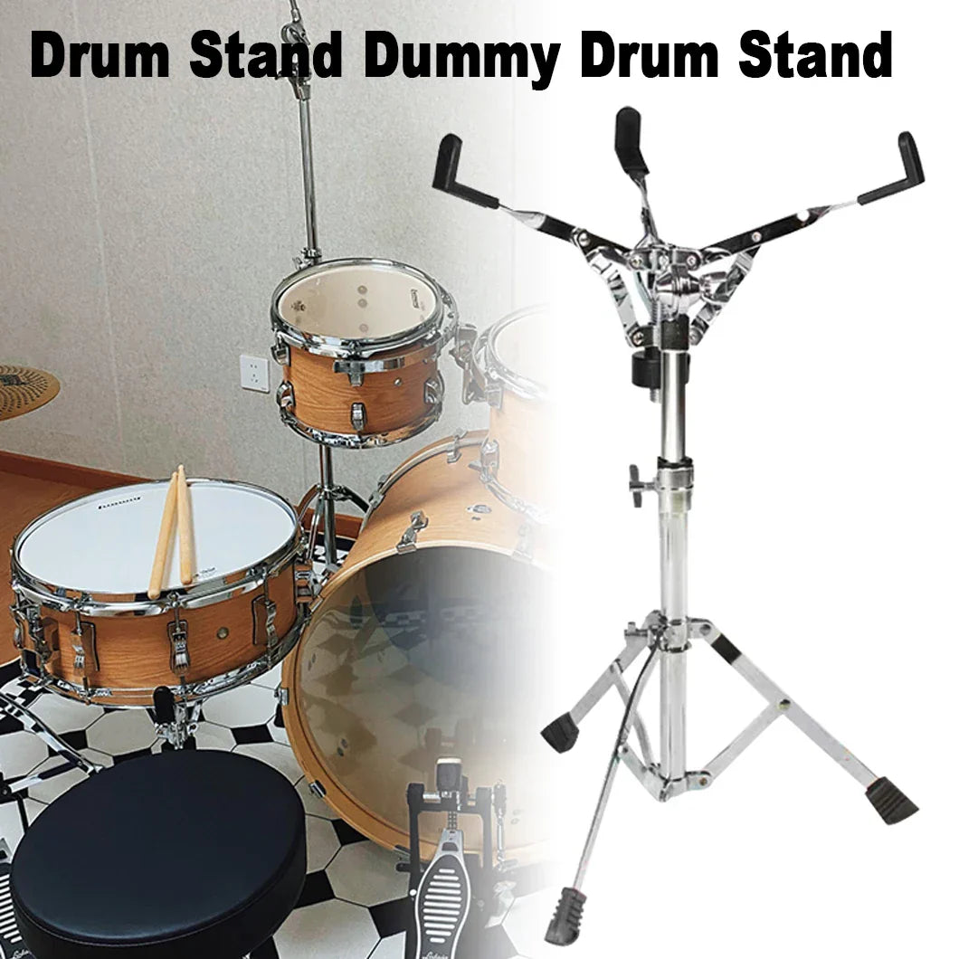 Silver chrome-finished concert drum stands adjustable with double-braced legs black rubber feet and drumstick holder