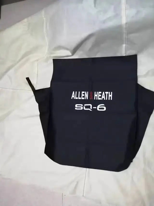 Black Allen & Heath SQ6 dust cover with white embroidered branding for professional audio DJ console mixer controller Allen