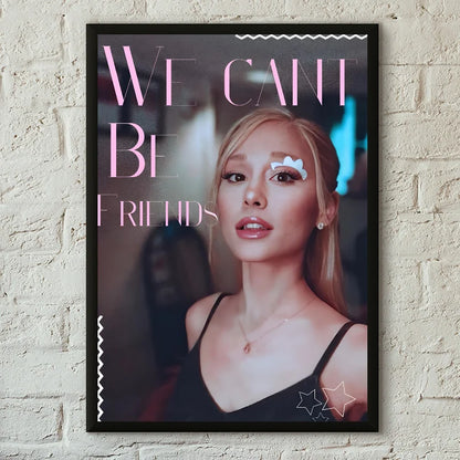Black-framed 1pc famous singer ariana grande poster with pink text and white star outlines for print home living decor