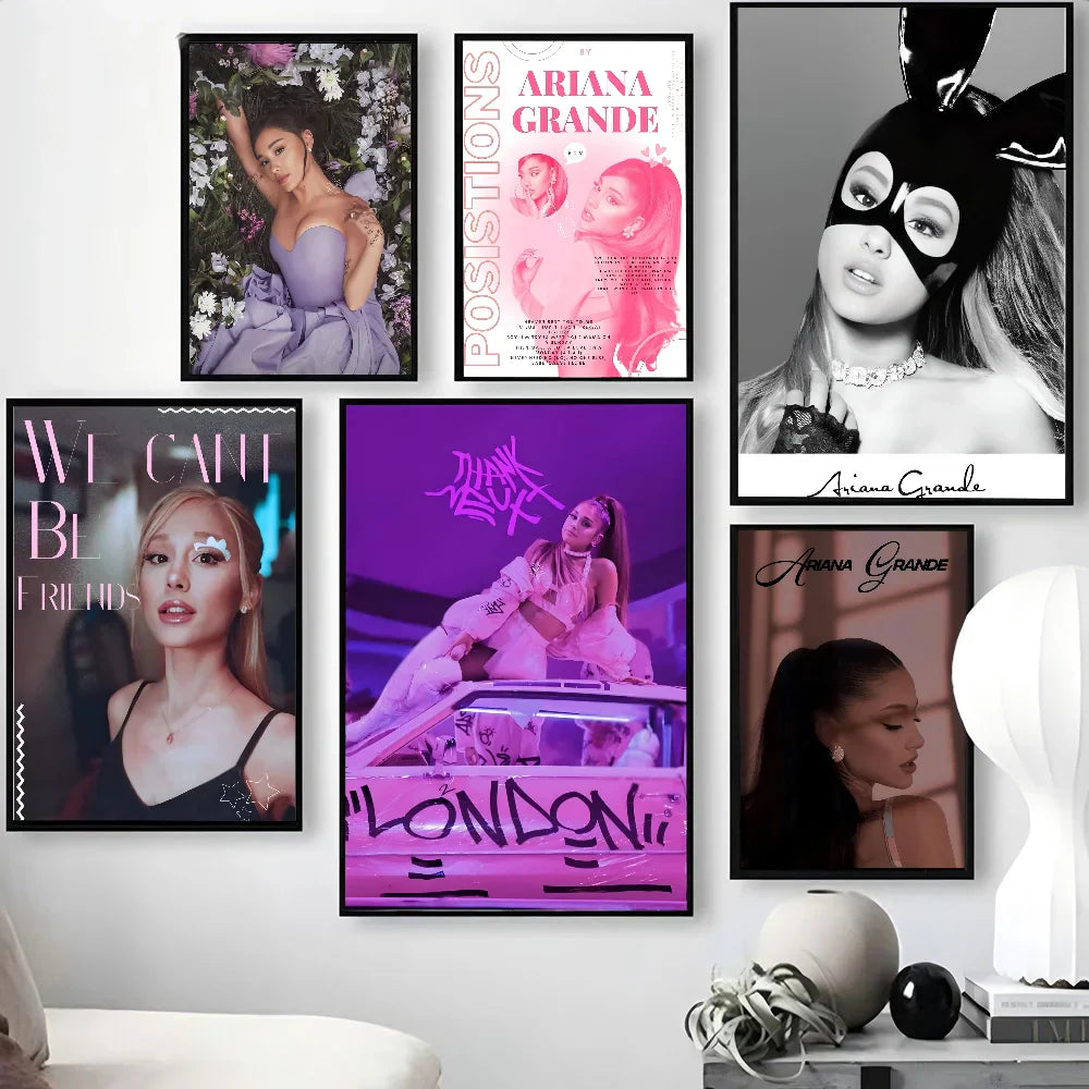 A collection of 1pc famous singer ariana grande framed posters in various artistic styles for print home living decoration