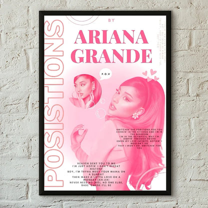 A 1pc famous singer ariana grande pink framed poster print home living room bedroom cafe art decoration