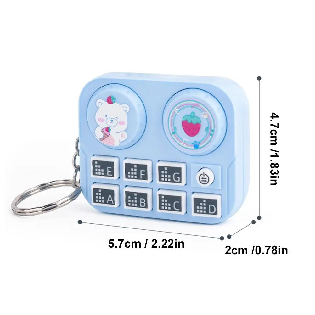 Light blue plastic disc player keychain with bear and strawberry design music dj disc educational toy bag pendant
