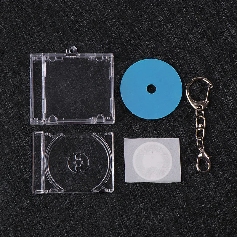 Clear plastic 1pc nfc functional disc key chain with transparent case and blue disc insert for commemorative album use