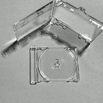 Clear plastic 1pc nfc functional disc key chain case with transparent lids and molded tabs for commemorative album key use