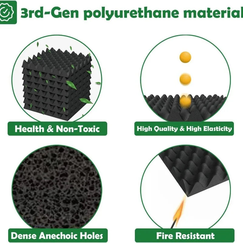 Black 3rd-gen polyurethane foam 1pc soundproofing cotton adhesive wall sticker with textured sound-absorbing cotton surface