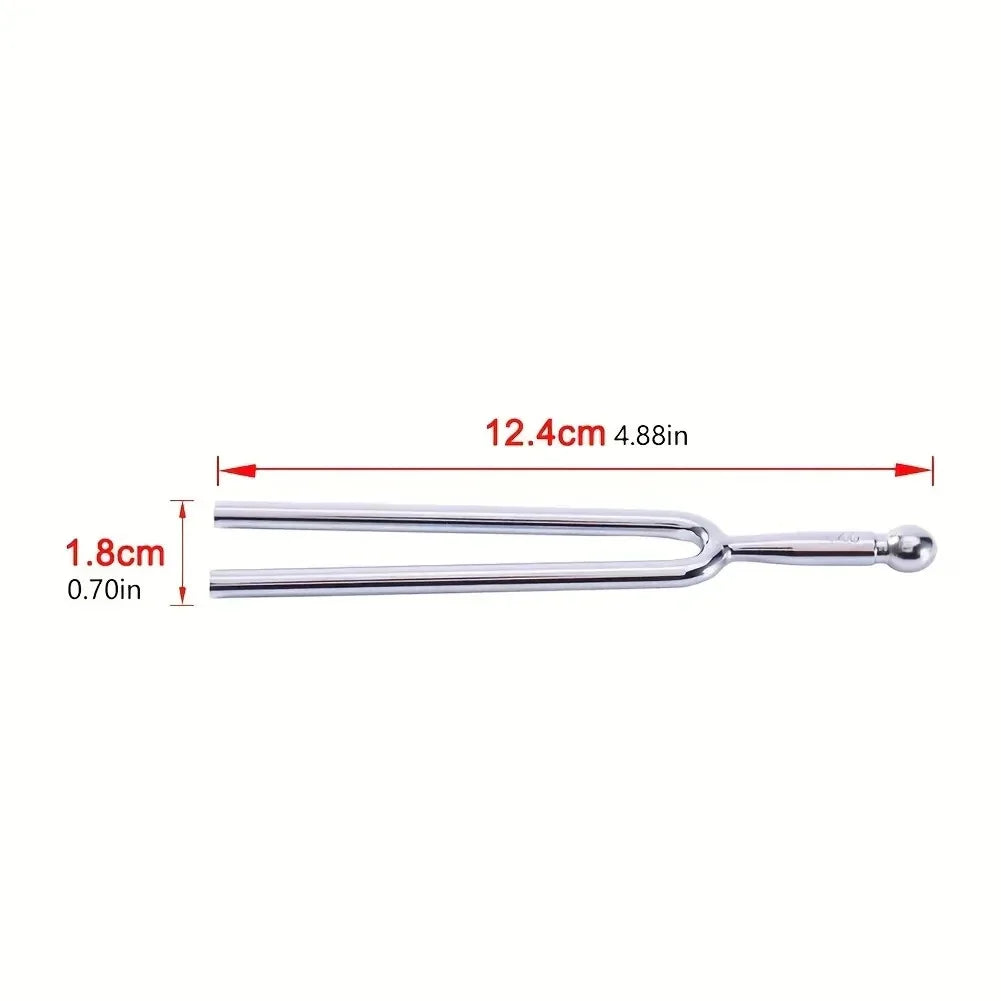 A sleek polished chrome 440 hz tuning fork violin tone tuner stainless steel instrument accessories gift