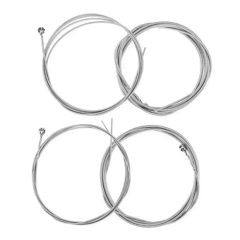 Silver-colored metallic smooth anti-rust 4-string electric bass strings with ball-end fittings for electric bass