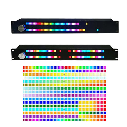 Black rack-mountable 1u led music spectrum digital audio level meter with full color led atmosphere light audio display