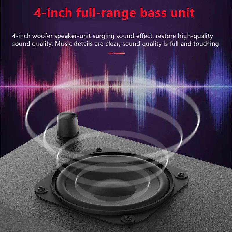 Black 4-inch full-range bass speaker unit with matte finish for home theater surround and speaker aux usb connections
