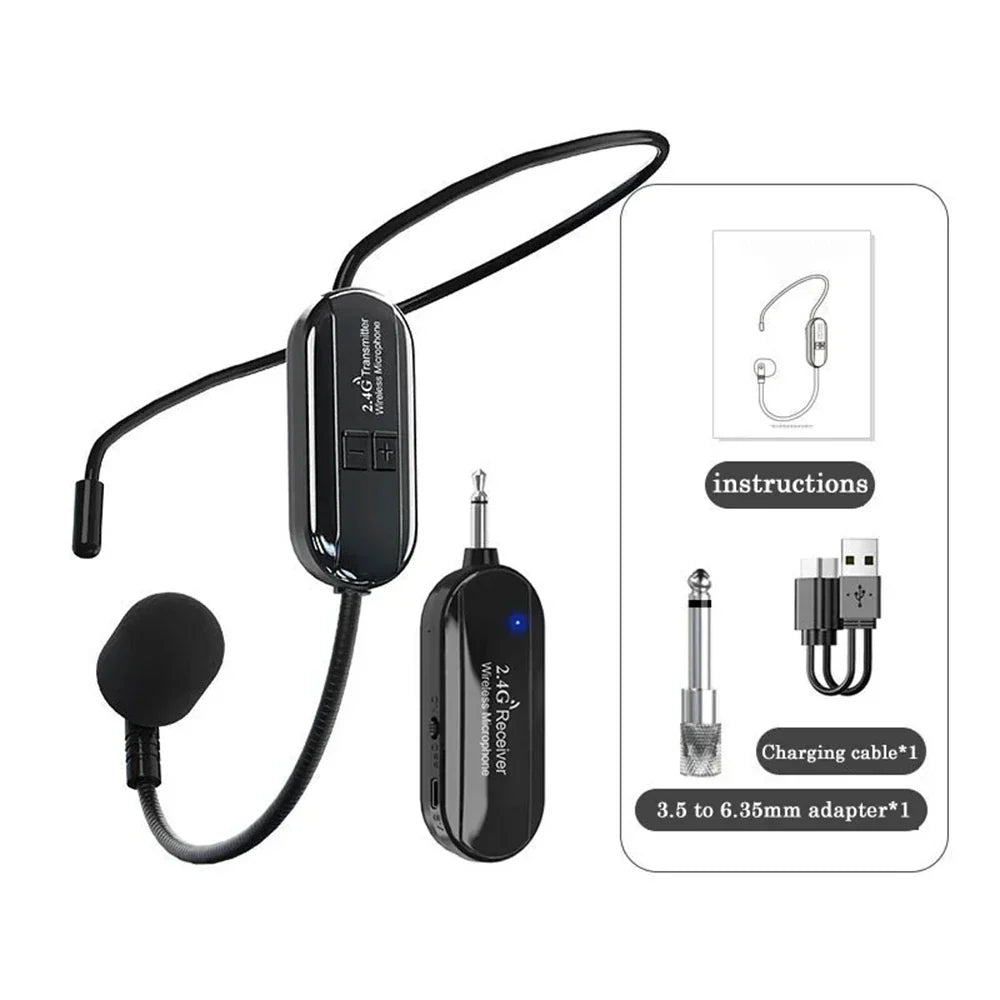 Black 2.4g wireless lavalier microphone with compact transmitter and receiver for podcast recording studio and streaming laptop use