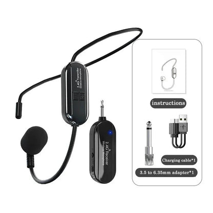 Black 2.4g wireless lavalier microphone with compact transmitter and receiver for podcast recording studio and streaming laptop use