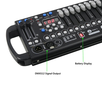 Black zaolys controller battery powered dmx512 with gray knobs and white buttons for led par moving dj equipment
