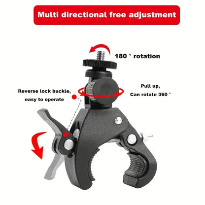 Black 4pcs adjustable microphone crab clamp mount with 180° rotation and 360° swivel for drum rim and mic stand