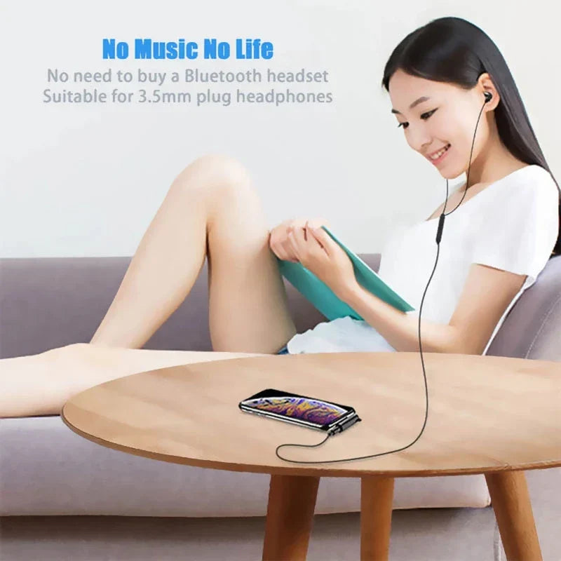Black wired earphone aux cable with 3.5mm plug compatible with headphone charging dual adapter splitter for iphone models