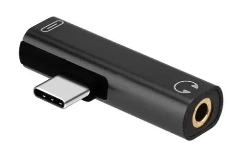 Black usb c splitter adapter splitter converter with metallic gold-plated jack for female headphone charger use