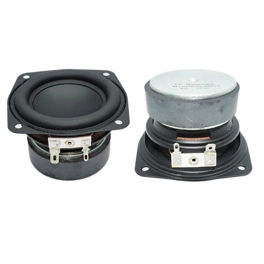 Black rectangular 3 inch 78mm subwoofer speaker drivers with silver terminals and ohm 15w bass for bookshelf loudspeaker home use