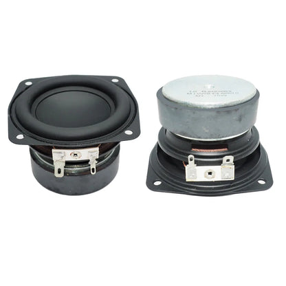 Black rectangular 3 inch 78mm subwoofer speaker drivers with silver terminals and black cone for ohm 15w bass bookshelf loudspeaker home use
